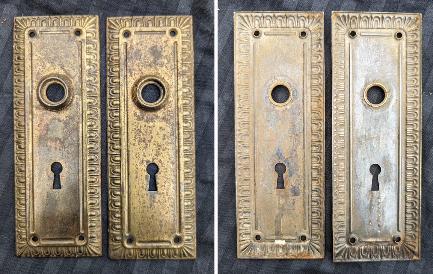 5 available Antique Vintage Old Reclaimed Salvaged Interior Egg Dart Brass Steel Door Lockset Knob Plate Lock