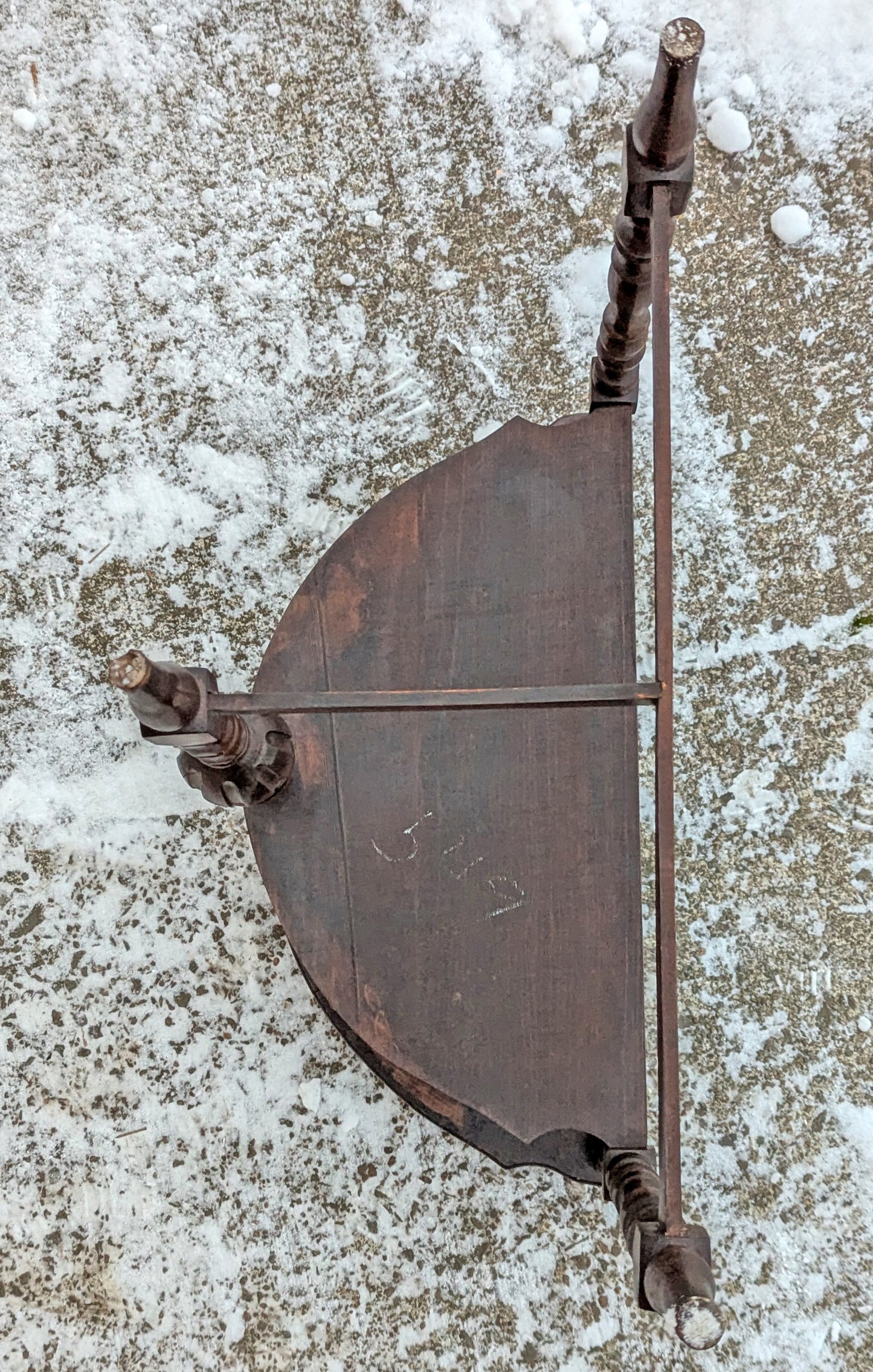 Antique Vintage Old Carved Victorian Eastlake SOLID Walnut Wood Wooden Console Side End Accent Foyer Sofa Table Stand Half Round Semi Circle