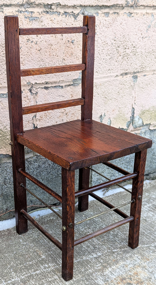 Antique Vintage Old Reclaimed Salvaged Handmade SOLID Oak Wood Wooden Side Accent Kids Chair