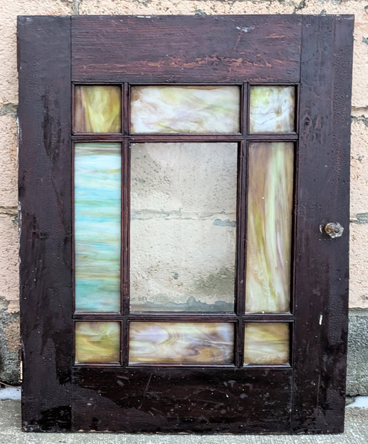 2 available 25"x32" Antique Vintage Old Reclaimed Salvaged Wood Wooden Cabinet Doors Windows Slag Stained Wavy Glass