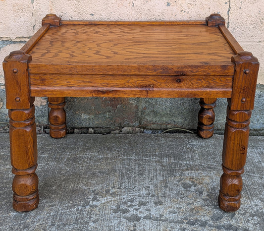 Vintage Solid Salvaged Reclaimed Wood Wooden Oak Side End Accent Lamp Sofa Shelf Coffee Table