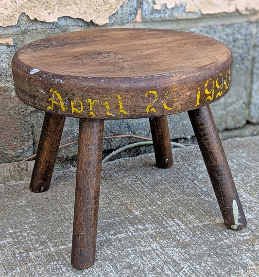 Small 10" Round Vintage Old Maple Solid Wood Wooden Foot Step Stool Plant Stand Seat Handmade Hand Made Crafted