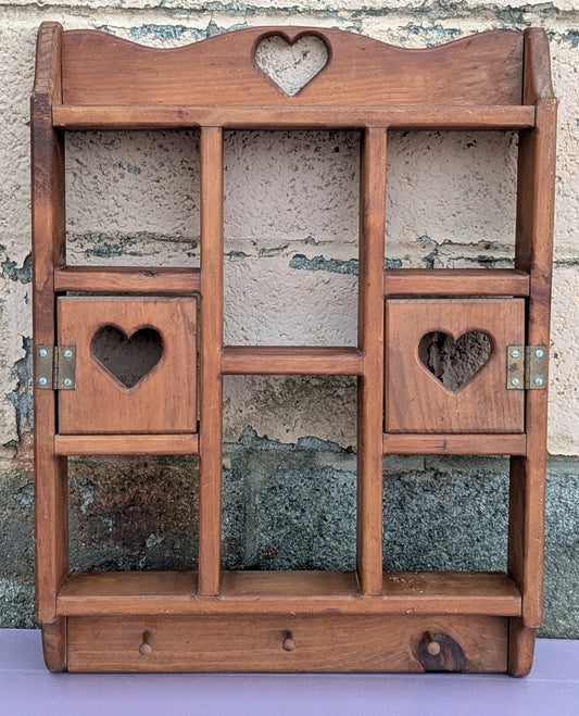 Vintage Antique Old Reclaimed Salvaged SOLID Wood Wooden Wall Mounted Shelf Door Cabinet Decor Holder Coat Hook Rack