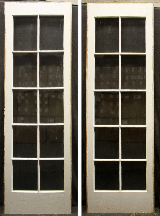 Pair 26.5"x84"x1.75" Antique Vintage Old Salvaged Reclaimed Solid Wooden Wood Sidelite Side Lite Doors French Exterior Entrance Window Glass