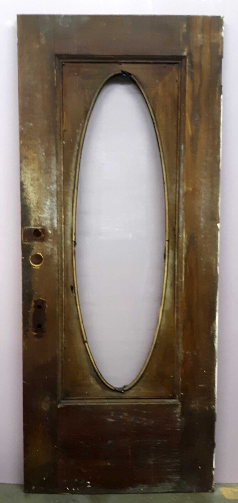 Antique Wood Beveled Oval Glass Entry Door 1900 Restoration Reclaimed  Renovation Architectural Salvage 32 X 79 CE83 