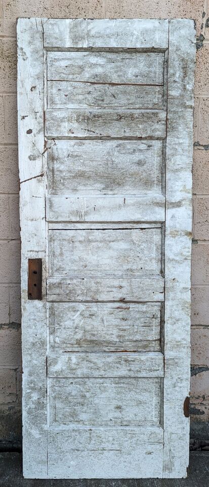 28"x78.5" Antique Vintage Old Reclaimed Salvaged SOLID Wood Wooden Interior Door 5 Panels