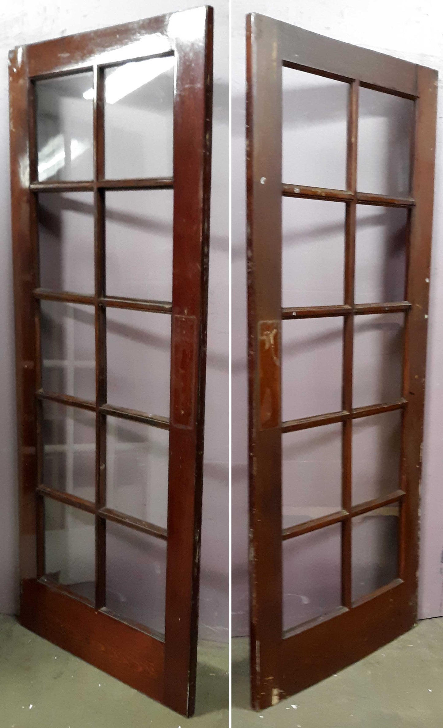 31"x76" Antique Vintage Old SOLID Wood Wooden Exterior French Door Window Glass