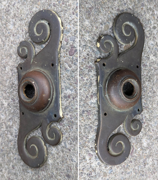 2.5"x7" Antique Vintage Salvaged Reclaimed Old "Reading Hardware Co" Art Nouveau Cast Bronze Door Bell Ringer Cover Plate