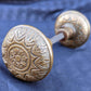 Pair Antique 1880 Vintage Old Salvaged Reclaimed Victorian Greek Revival Neo Grec Solid Cast Bronze CORBIN Doorknobs Door Knobs