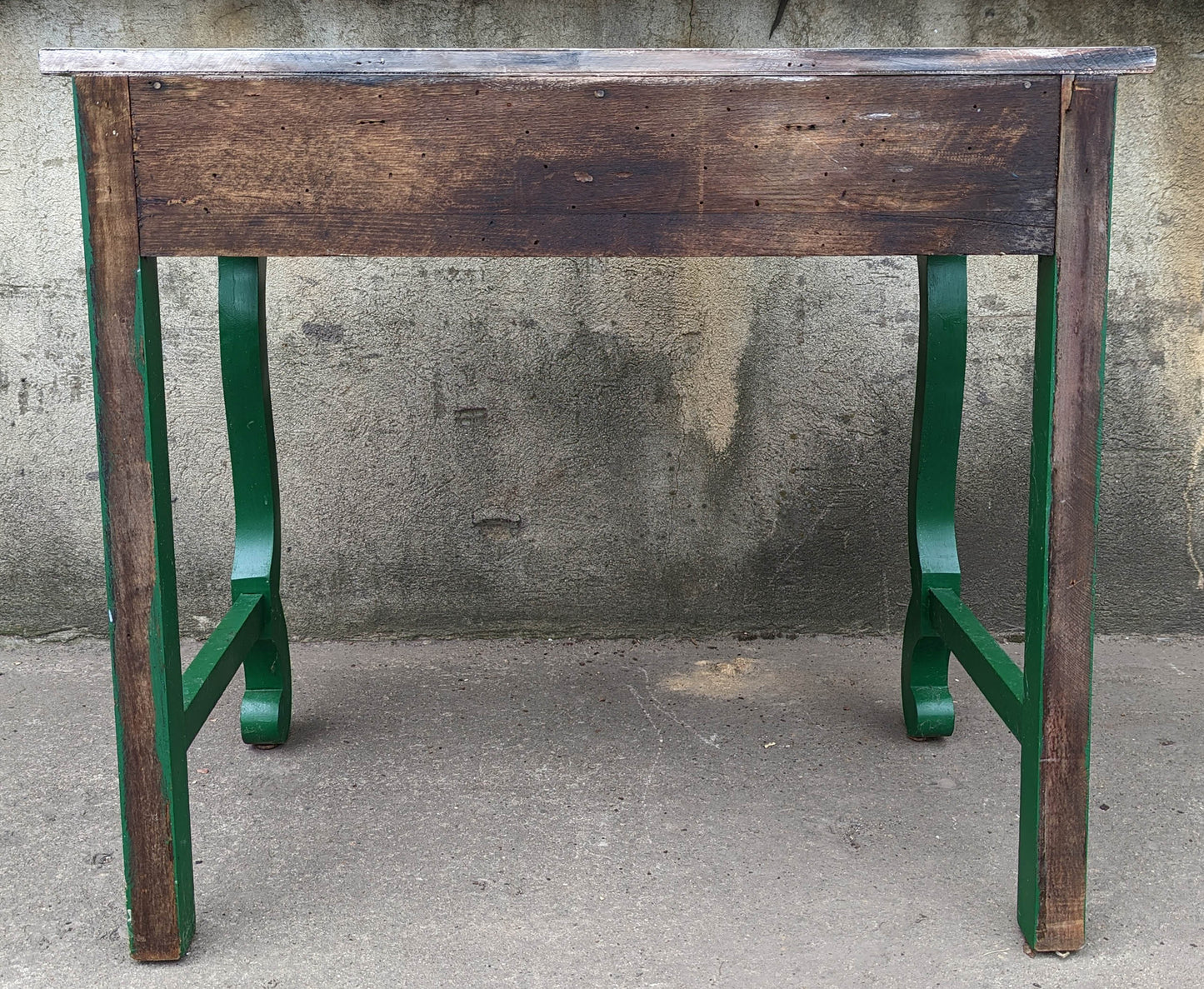 Antique Vintage Old Solid Wood Wooden Writing Desk Work Table Knee Hole Student