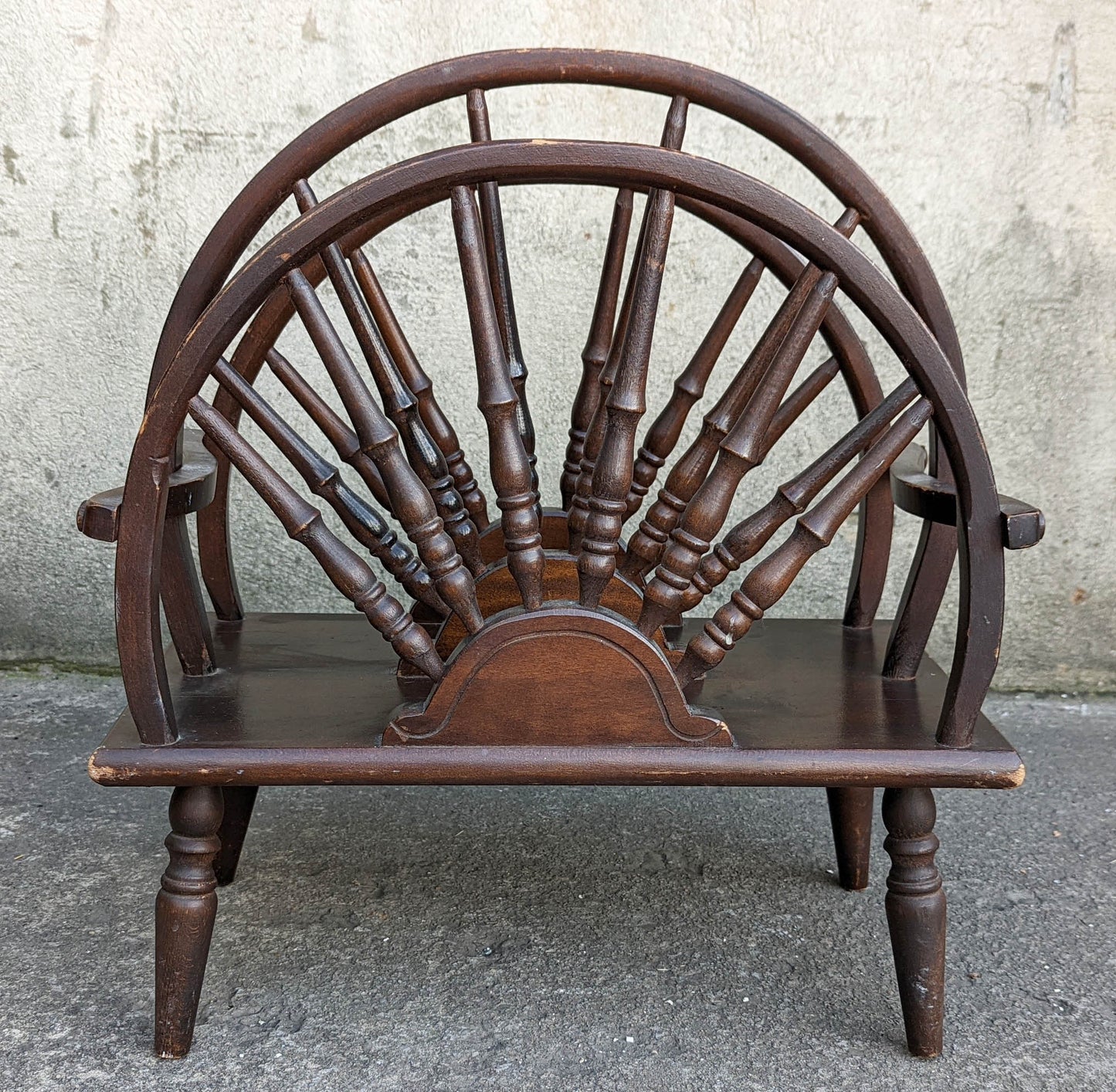 Vintage Old SOLID Wood Wooden Newspaper Magazine Caddy Storage Basket Rack Holder Bin Stand