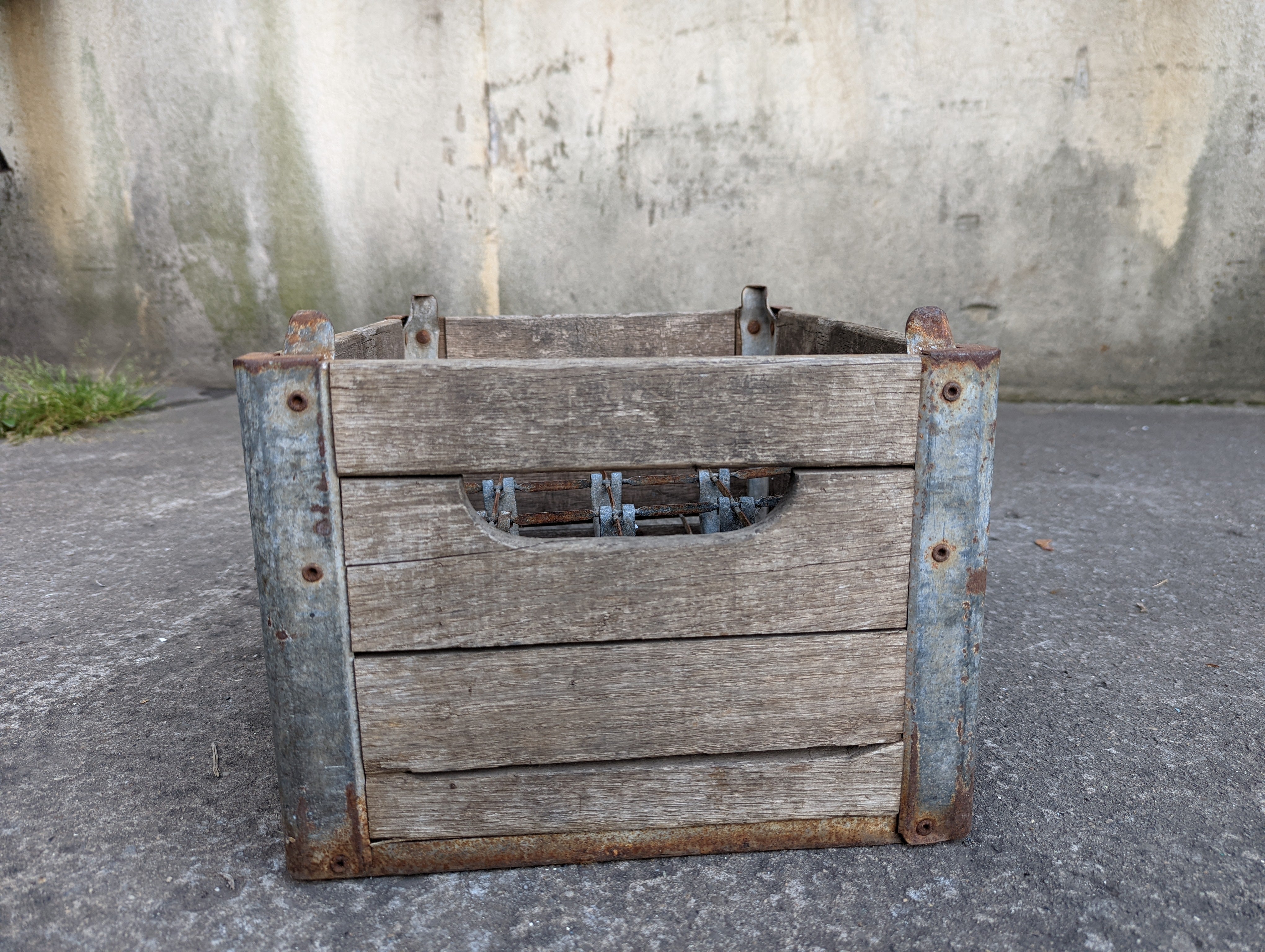 Vintage Wood And Metal store Milk Crate