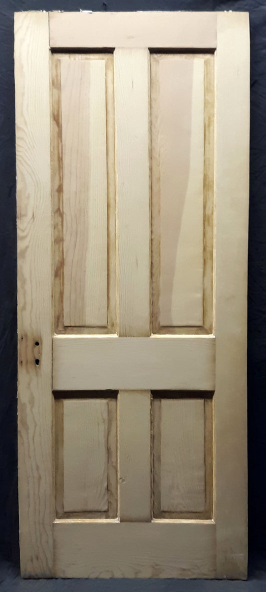 30"x77" Antique Vintage Old STRIPPED Reclaimed Salvaged Victorian SOLID Wood Wooden Interior Door 4 Panels