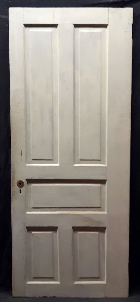 32"x79" Antique Vintage Old Reclaimed Salvaged Victorian Interior SOLID Wood Wooden Door 5 Panels