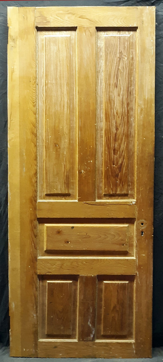 32"x79" Antique Vintage Old Reclaimed Salvaged Victorian Interior SOLID Wood Wooden Door 5 Panels