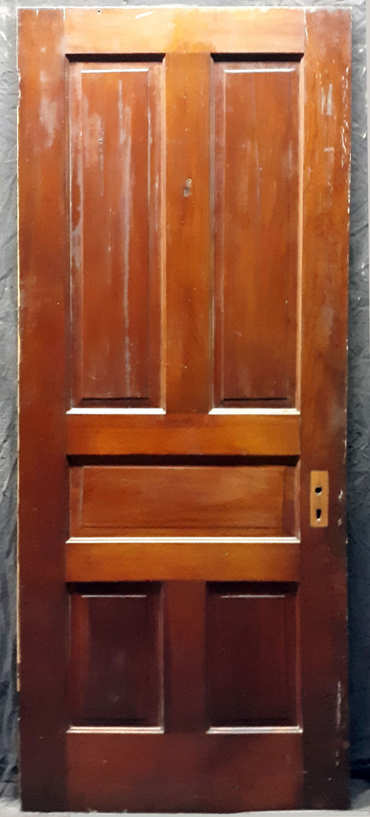 30"x77" Antique Vintage Old Reclaimed Salvaged Victorian Interior SOLID Wood Wooden Door 5 Panels