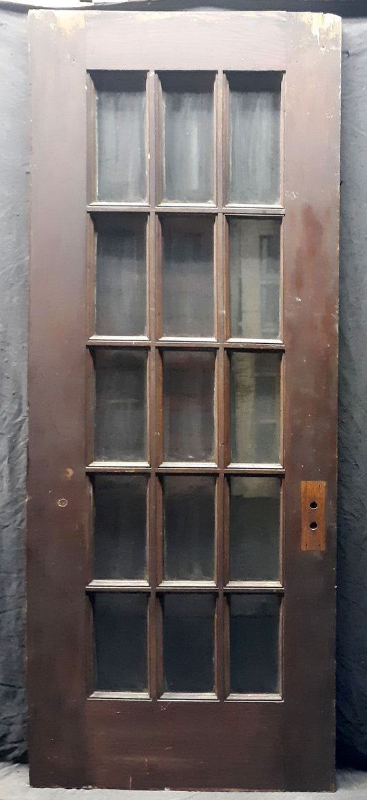 30"x83.5"x1.75" Antique Vintage Old Reclaimed Salvaged Wood Wooden Exterior French Door Window Beveled Glass