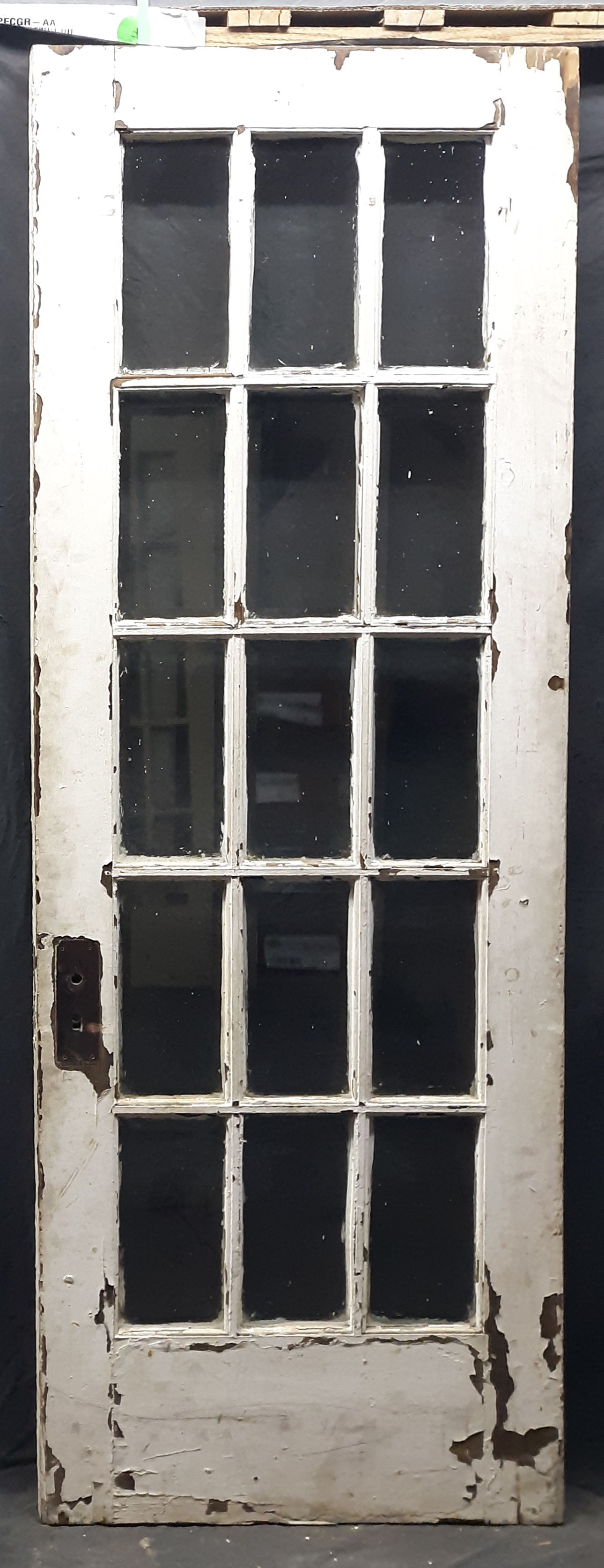 29.5"x80"x1.75" Antique Vintage Old Reclaimed Salvaged Wood Wooden Exterior French Door Window Beveled Glass