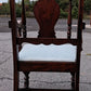 40H" Antique Vintage Old "Drexel" Solid Walnut Wood Wooden Dining Accent Side Parlor Armchair Chair Fabric Seat