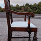 40H" Antique Vintage Old "Drexel" Solid Walnut Wood Wooden Dining Accent Side Parlor Armchair Chair Fabric Seat