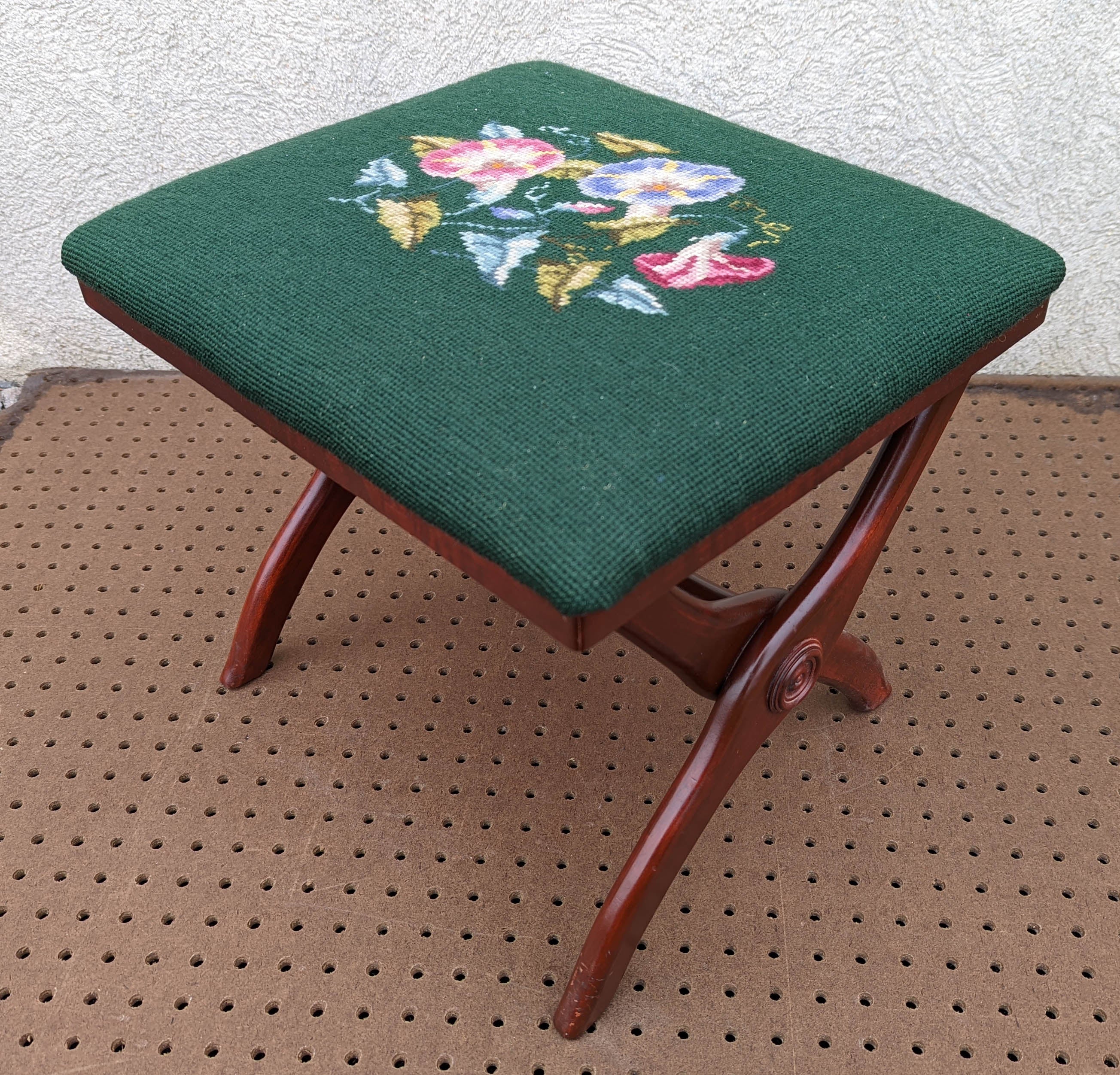 Antique discount tapestry footstool