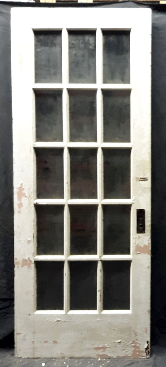 31.5"x83.5"x1.75" Antique Vintage Old Wood Wooden French Door Window Wavy Glass