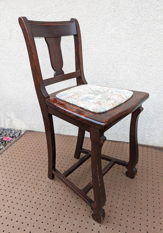 Antique Vintage Old "American Chair Co" SOLID Walnut Wood Wooden Sewing Work Side Dining Accent Desk Fabric Seat