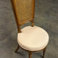 Vintage Antique Old SOLID Wood Wooden Side Accent Dining Desk Chair Caned Pink Fabric Seat