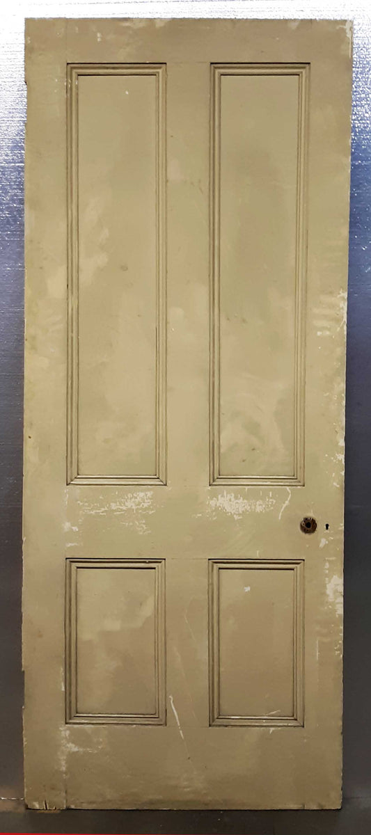 33.5"x83" Antique Vintage Old Victorian SOLID Wood Wooden Interior Door 4 Panels