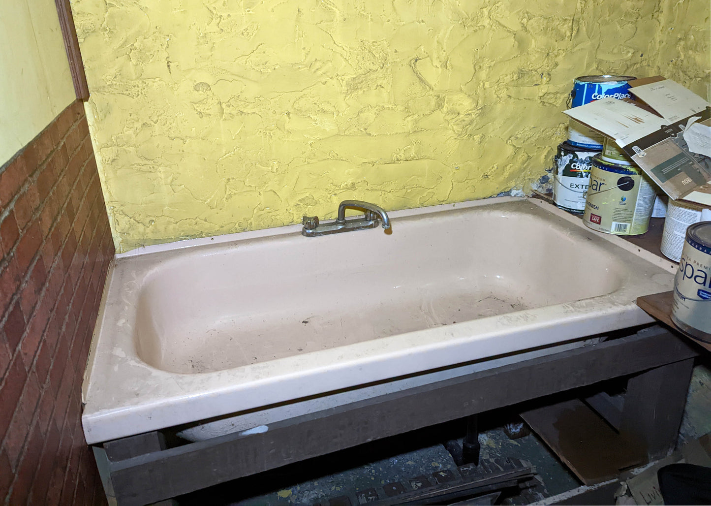 54"x27" Vintage Antique Old Salvaged Reclaimed Pink Peach Porcelain Steel Single Basin Bowl Sink Wash Tub