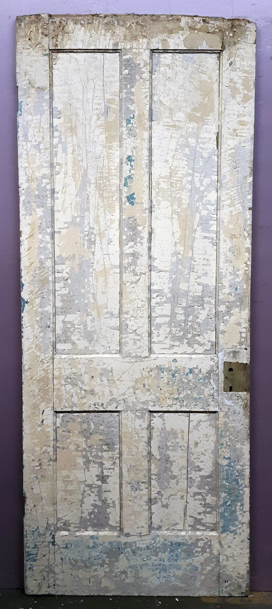 30"x78" Antique Vintage Old Reclaimed Salvaged Victorian SOLID Wood Wooden Interior Door 4 Panels