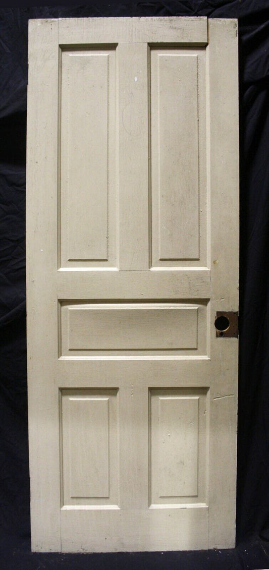 30"x77" Antique Vintage Old Reclaimed Salvaged Victorian SOLID Wood Wooden Interior Door 5 Panels