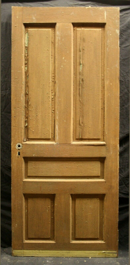 30"x77" Antique Vintage Old Reclaimed Salvaged Victorian Interior SOLID Wood Wooden Door 5 Panels