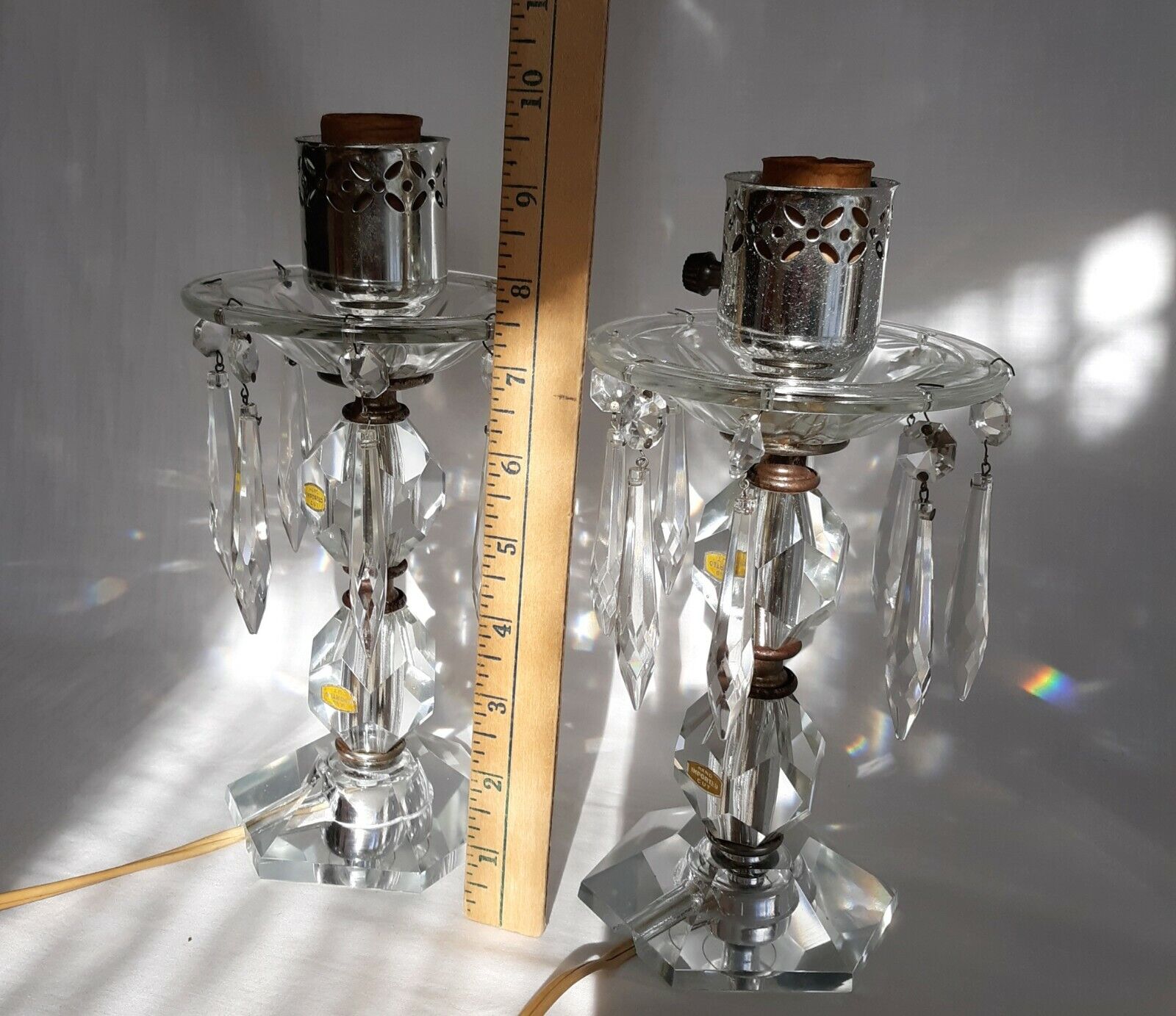 Antique on sale crystal lamps