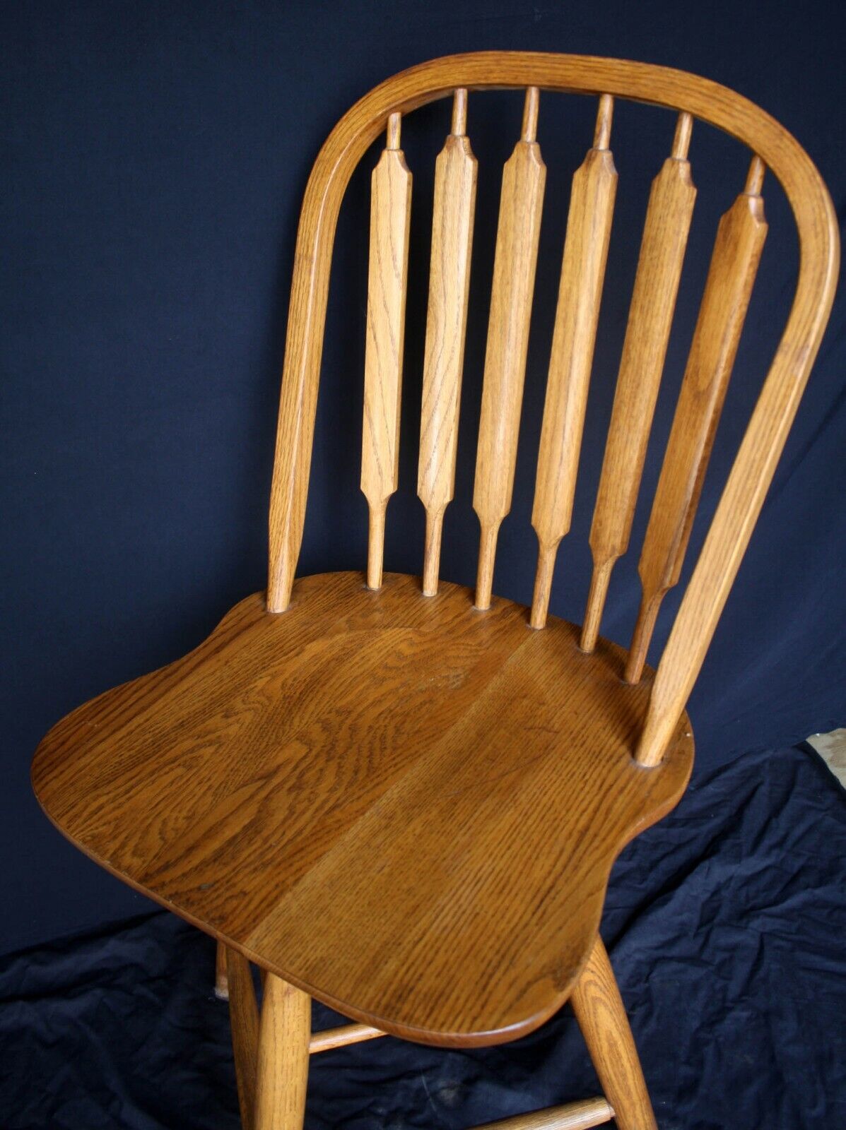 Vintage Old Reclaimed Salvaged Windsor Oak SOLID Wood Wooden Kitchen Bar Counter Swivel Chair Stool