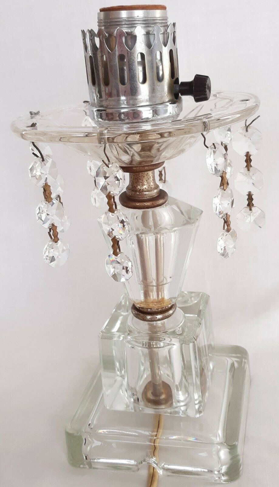 Crystal table lamps sales with hanging crystals