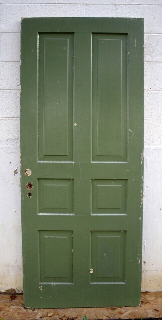 34"x82" Antique Vintage Old Reclaimed Salvaged Victorian SOLID Wood Wooden Interior Door 6 Panel