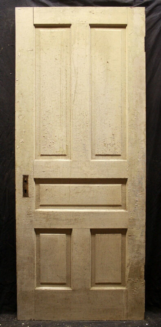 32"x80" Antique Vintage Old Reclaimed Salvaged Victorian SOLID Wood Wooden Interior Door 5 Panels