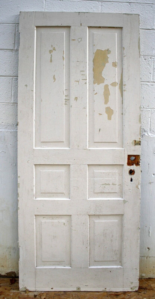 34"x82" Antique Vintage Old Reclaimed Salvaged Victorian SOLID Wood Wooden Interior Door 6 Panel