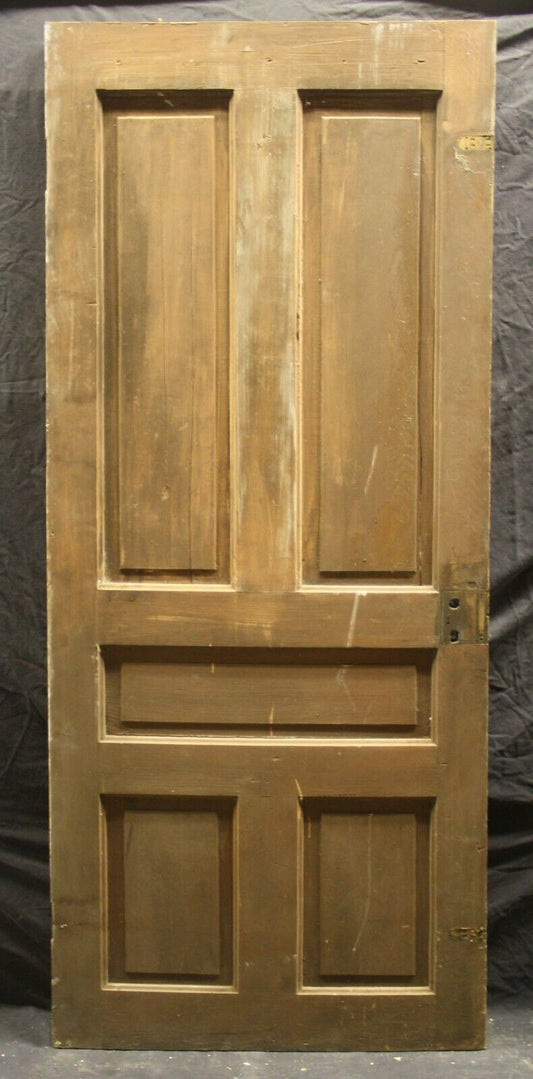 30"x77" Antique Vintage Old Reclaimed Salvaged Victorian Interior SOLID Wood Wooden Door 5 Panels