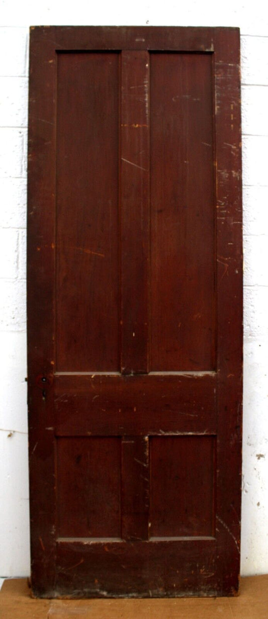 32"x90" Antique Vintage Old Salvaged Reclaimed Victorian Wood Wooden Interior Door Flat Recessed 2 Panels