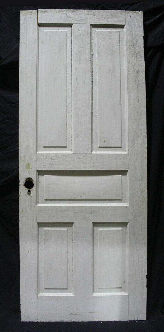 30"x77" Antique Vintage Old Reclaimed Salvaged Victorian SOLID Wood Wooden Interior Door 5 Panels