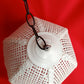 Wicker Rattan Pendant Hanging Lampshade Bell-Shaped Metal Chain White Painted