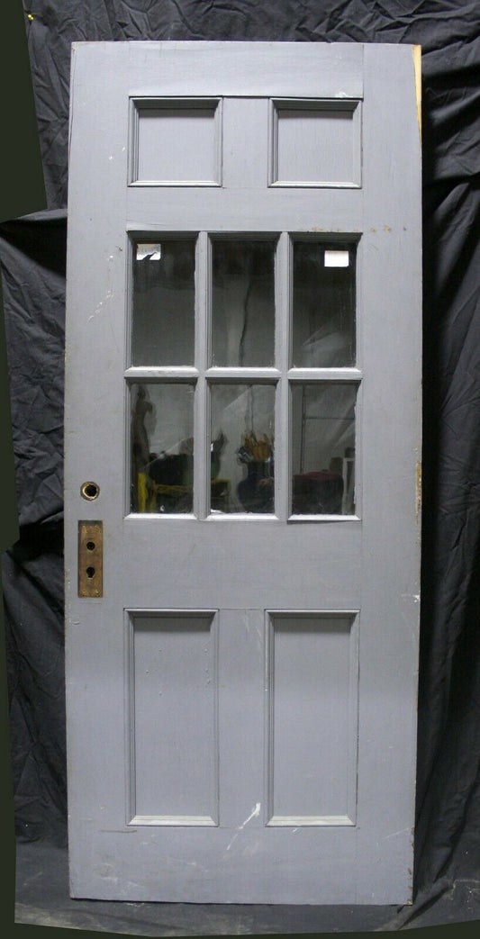 31.5"x80"x1.75" Antique Vintage Old Reclaimed Salvaged Exterior Wood Wooden Side Back Door Window Glass