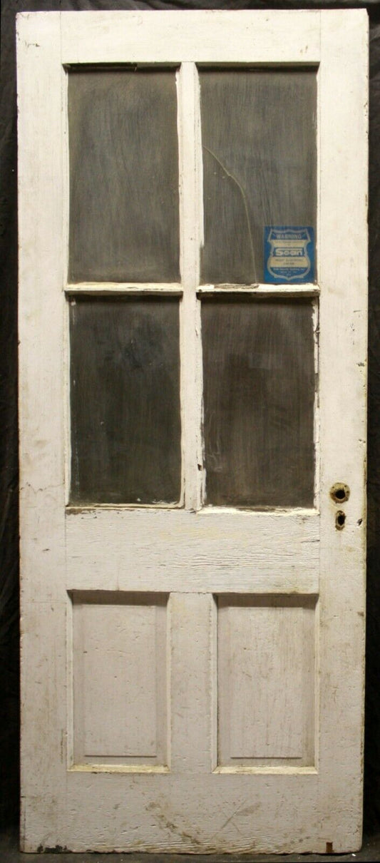 32"x79.5" Antique Vintage Old Reclaimed Salvaged SOLID Wood Wooden Exterior Entry Door Window Glass Lite