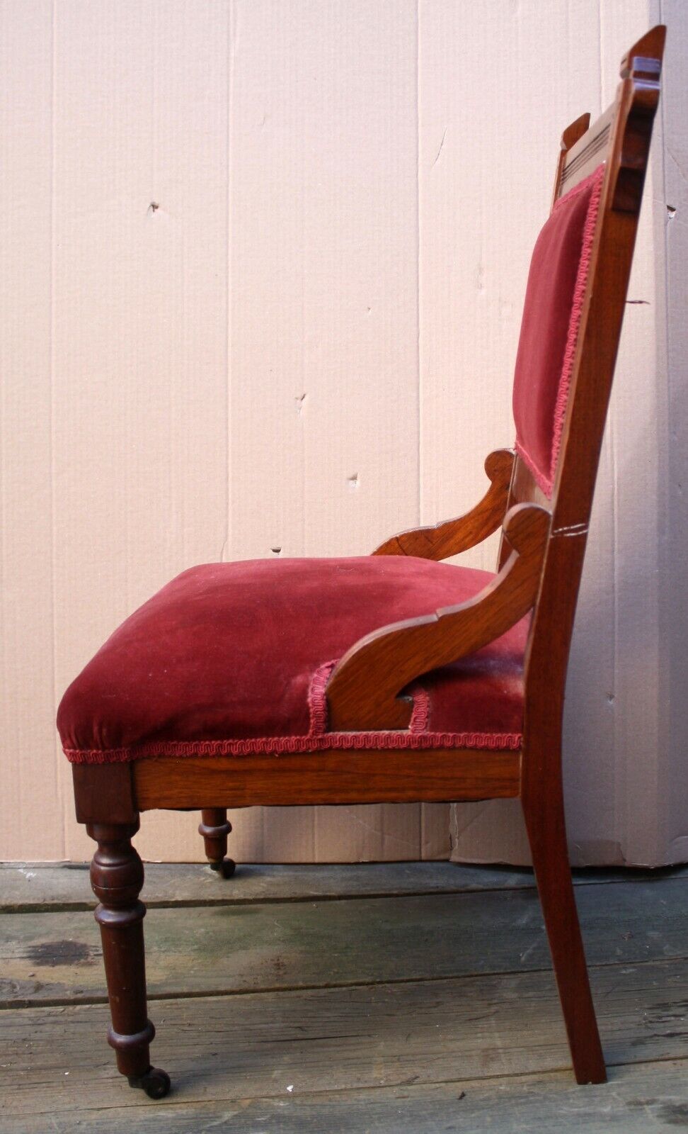 Antique Vintage Old Reclaimed Salvaged Carved Eastlake SOLID Wood Wooden Side Dining Accent Chair