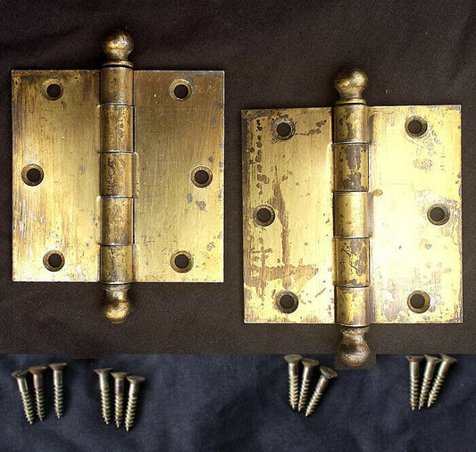 28 available CLEAN Pair 3.5x3.5 Antique Vintage Old Reclaimed Salvaged Brass Steel Interior Door Hinges