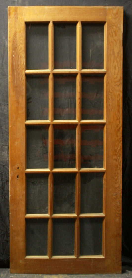 2 available 30x76" Antique Vintage Old Salvaged Reclaimed Wood Wooden Exterior French Door 15 Wavy Glass Lites Panes