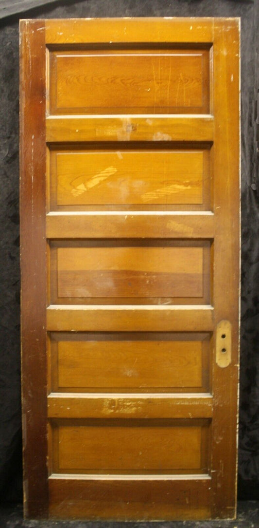 33.5"x83"x1.75" Antique Vintage Old Reclaimed Salvaged Interior Exterior SOLID Wood Wooden Door 5 Panels