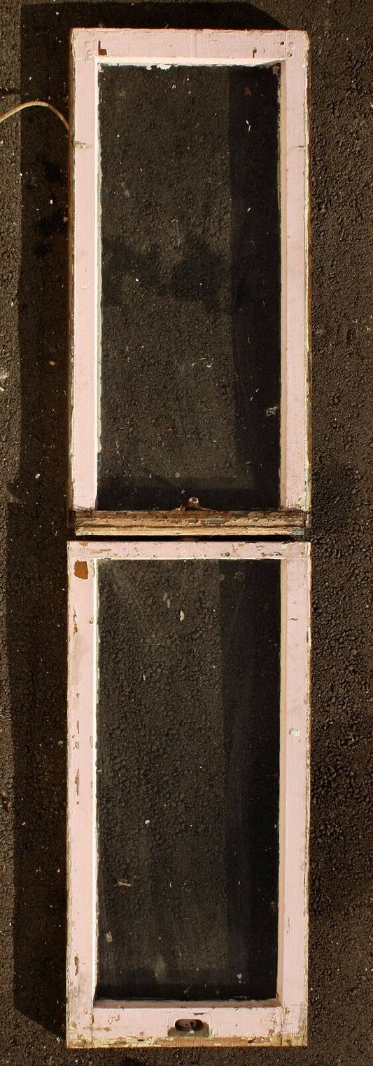 Pair 18"x73" Antique Vintage Old Reclaimed Salvaged Double Hung Wood Wooden Sash Window Glass Lite Pane